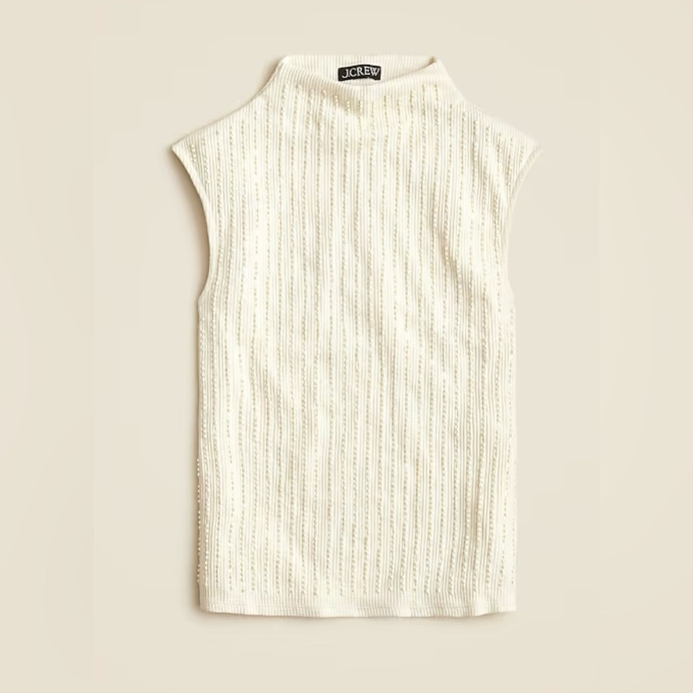 J. Crew Vintage rib mockneck with embellishment